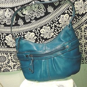 Tignanello turquoise leather handbag